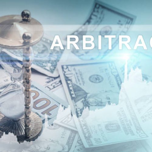 Conceptual image of making money with risk in arbitrage trading